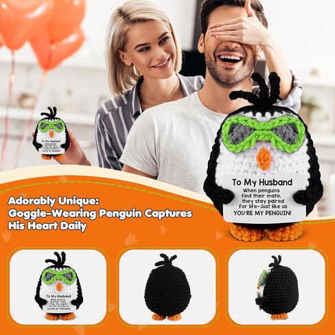 atimier Romantic and Fun Gift for Husband - Ideal for Anniversary, Birthday, Christmas, Valentine's Day, Father's Day - Adorable Hand - Crafted Penguin - Themed Present in Kuwait