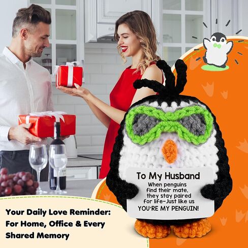 atimier Romantic and Fun Gift for Husband - Ideal for Anniversary, Birthday, Christmas, Valentine's Day, Father's Day - Adorable Hand - Crafted Penguin - Themed Present in Kuwait