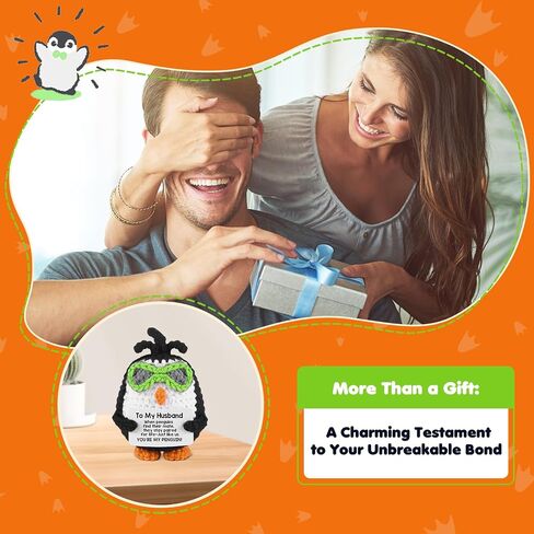 atimier Romantic and Fun Gift for Husband - Ideal for Anniversary, Birthday, Christmas, Valentine's Day, Father's Day - Adorable Hand - Crafted Penguin - Themed Present in Kuwait