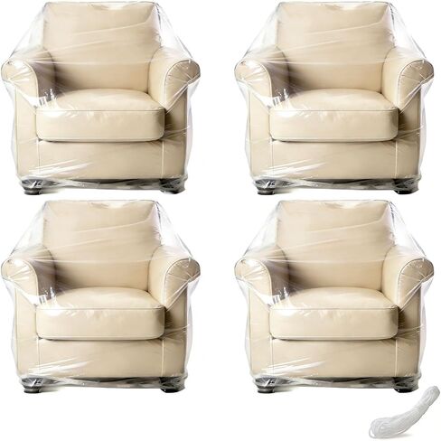 3 Pcs Clear Plastic Furniture Cover, Heavy Duty Couch and Recliner Chair Cover Protector for Waterproof & Pet Hair-Resistant, Dust-Proof Furniture Covers for Moving & Storage in Saudi Arabia