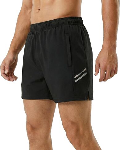 Men's Active Shorts 5" Inseam Quick Dry Stretch with Zipper Pockets Running Training Workout Gym Shorts in Saudi Arabia