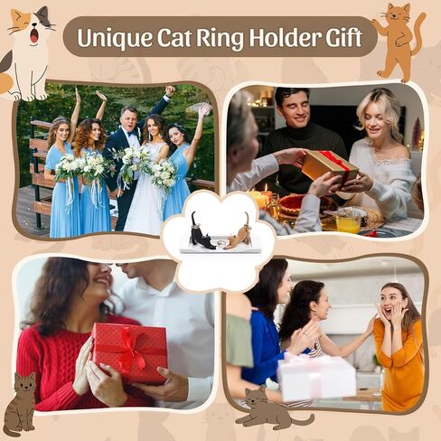 Sliner Cat Ring Holder with Ring Dish Cute Jewelry Holder Tray Gift Earrings Trinkets Dish for Women Cat Mom Lover Wedding in Kuwait