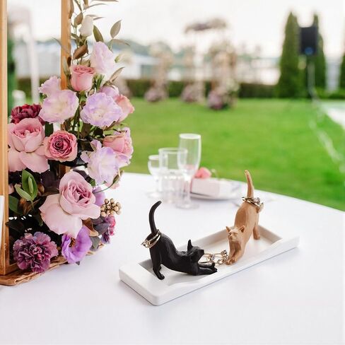 Sliner Cat Ring Holder with Ring Dish Cute Jewelry Holder Tray Gift Earrings Trinkets Dish for Women Cat Mom Lover Wedding in Kuwait