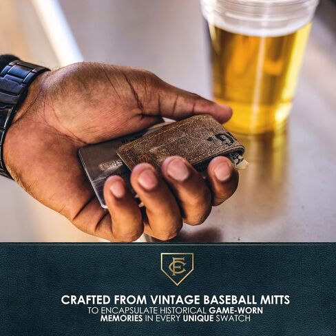 FIELDERS CHOICE GOODS Leather Money Clip - Magnetic Cash Holder, Handcrafted from Vintage Baseball Gloves by FC Goods in Saudi Arabia