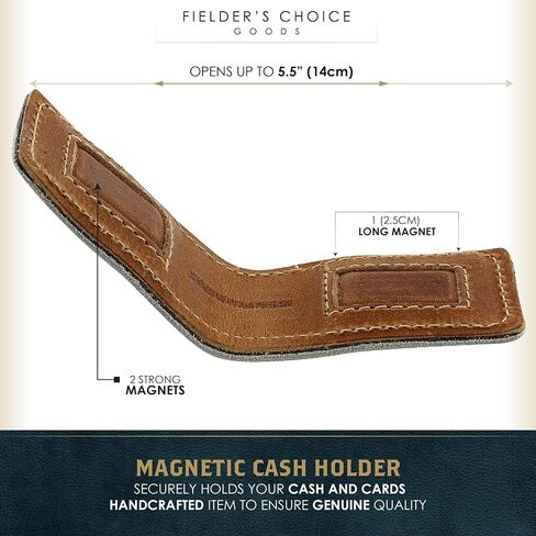 FIELDERS CHOICE GOODS Leather Money Clip - Magnetic Cash Holder, Handcrafted from Vintage Baseball Gloves by FC Goods in Saudi Arabia