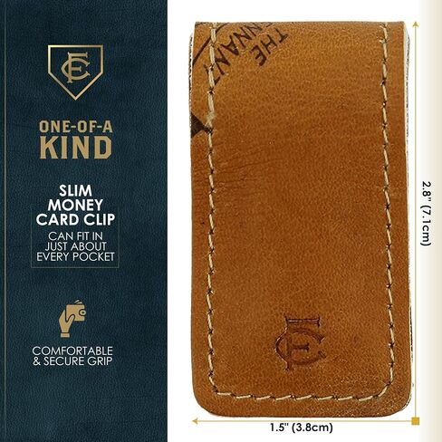 FIELDERS CHOICE GOODS Leather Money Clip - Magnetic Cash Holder, Handcrafted from Vintage Baseball Gloves by FC Goods in Saudi Arabia