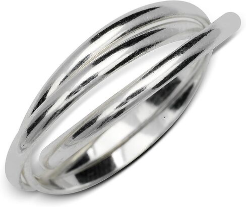 JewelryWeb 925 خاتم من الفضة الاسترليني 6 مم - خاتم زفاف روسي ثلاثي النطاق متشابك - خاتم فيدجيت سبينر للجنسين للنساء والرجال - مقاسات 4-14 - تصميم متشابك مصقول in Kuwait