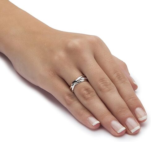 JewelryWeb 925 خاتم من الفضة الاسترليني 6 مم - خاتم زفاف روسي ثلاثي النطاق متشابك - خاتم فيدجيت سبينر للجنسين للنساء والرجال - مقاسات 4-14 - تصميم متشابك مصقول in Kuwait