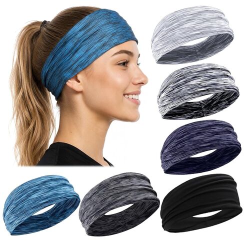 6 Pack Workout Headbands for Women & Men, Sweat Bands Headbands Non Slip Sweatbands Soft Elastic Sports Headband Hair Accessories for Gym, Yoga, Running in Saudi Arabia