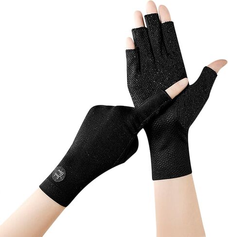 TINAYAUE UV Sun Protection Gloves for Women Non Slip Outdoor Cycling Driving Fingerless Gloves Thin Summer Mesh Cotton Glove in Kuwait