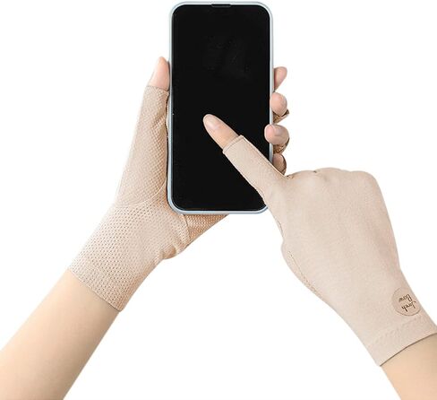 TINAYAUE UV Sun Protection Gloves for Women Non Slip Outdoor Cycling Driving Fingerless Gloves Thin Summer Mesh Cotton Glove in Kuwait