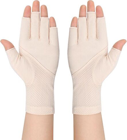 TINAYAUE UV Sun Protection Gloves for Women Non Slip Outdoor Cycling Driving Fingerless Gloves Thin Summer Mesh Cotton Glove in Kuwait