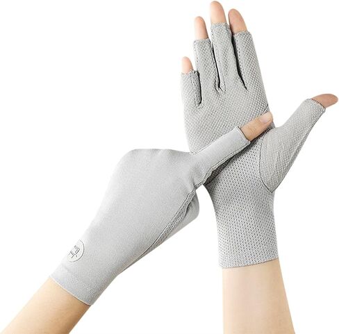 TINAYAUE UV Sun Protection Gloves for Women Non Slip Outdoor Cycling Driving Fingerless Gloves Thin Summer Mesh Cotton Glove in Kuwait