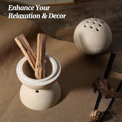 Natural Travertine Incense Burner – 4" Handmade Stone Incense Cone Holder, Minimalist Sphere Incense Burner for Home Decor, Meditation, Yoga, Spa, Relaxation (Beige) in Saudi Arabia