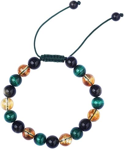 Citrine Malachite Golden Obsidian Triple Protection Bracelet - Feng Shui Lucky Obsidian bracelet for Men & Women (Adjustable) ,Attracts Wealth and Success, Relieves Stress, Money Magnet bracelet in Saudi Arabia