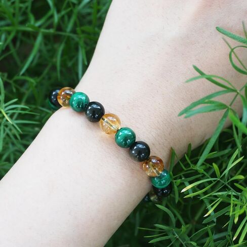 Citrine Malachite Golden Obsidian Triple Protection Bracelet - Feng Shui Lucky Obsidian bracelet for Men & Women (Adjustable) ,Attracts Wealth and Success, Relieves Stress, Money Magnet bracelet in Saudi Arabia