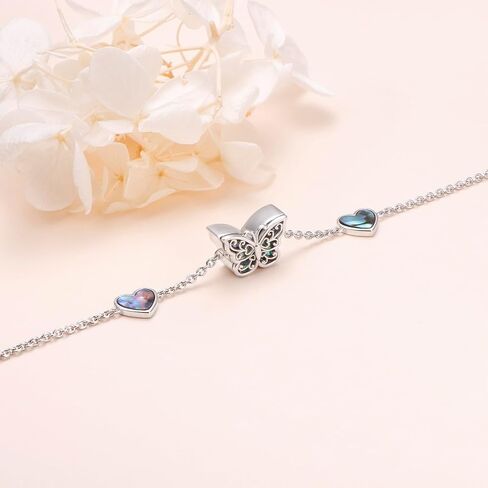 FLYOW 925 Sterling Silver Butterfly Bracelet of Memorial Keepsake Cremation Urn Bracelet for Ashes for Women Adjustable Chain 7+2 Inch Easter Day of the Dead Presents in Kuwait