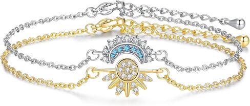 Matching Sun Moon Bracelet Set for 2 Sparkly Rhinestone Gold Sun Silver Moon Bracelet Matching Couple Bracelets Friendship Couples Jewelry Gifts for BF GF in Saudi Arabia