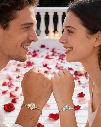 Matching Sun Moon Bracelet Set for 2 Sparkly Rhinestone Gold Sun Silver Moon Bracelet Matching Couple Bracelets Friendship Couples Jewelry Gifts for BF GF in Saudi Arabia
