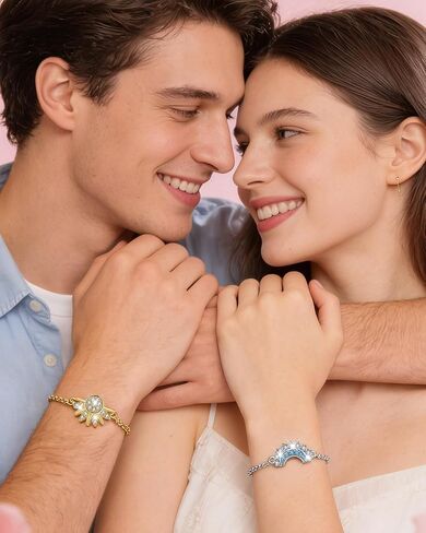 Matching Sun Moon Bracelet Set for 2 Sparkly Rhinestone Gold Sun Silver Moon Bracelet Matching Couple Bracelets Friendship Couples Jewelry Gifts for BF GF in Saudi Arabia