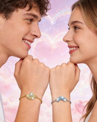 Matching Sun Moon Bracelet Set for 2 Sparkly Rhinestone Gold Sun Silver Moon Bracelet Matching Couple Bracelets Friendship Couples Jewelry Gifts for BF GF in Saudi Arabia
