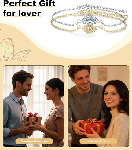 Matching Sun Moon Bracelet Set for 2 Sparkly Rhinestone Gold Sun Silver Moon Bracelet Matching Couple Bracelets Friendship Couples Jewelry Gifts for BF GF in Saudi Arabia