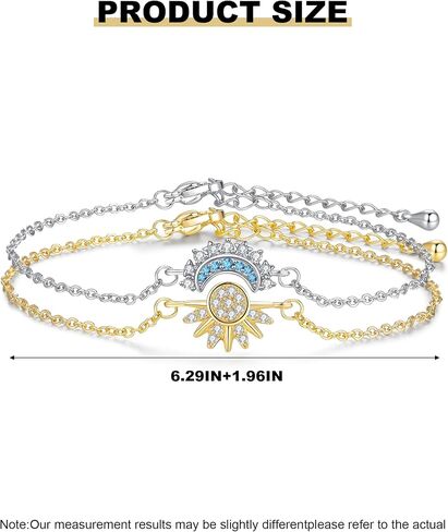 Matching Sun Moon Bracelet Set for 2 Sparkly Rhinestone Gold Sun Silver Moon Bracelet Matching Couple Bracelets Friendship Couples Jewelry Gifts for BF GF in Saudi Arabia