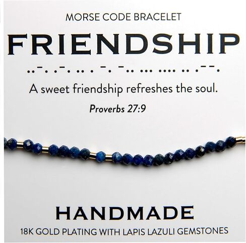 Christian 18K Gold and Lapis Lazuli Minimalist Morse Code Bracelet for Women | Bible Verse Gift for Her | Ladies Religious Dainty Blue Beaded Jewelry with Inspirational Words of Encouragement | Catholic Gift for Mom, Daughter, Wife, Friend, Sister in Saudi Arabia