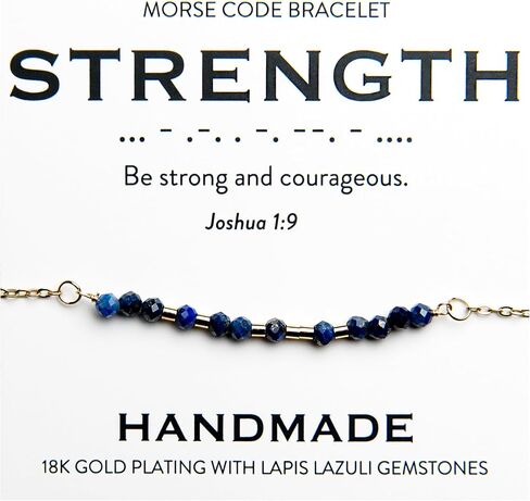Christian 18K Gold and Lapis Lazuli Minimalist Morse Code Bracelet for Women | Bible Verse Gift for Her | Ladies Religious Dainty Blue Beaded Jewelry with Inspirational Words of Encouragement | Catholic Gift for Mom, Daughter, Wife, Friend, Sister in Saudi Arabia