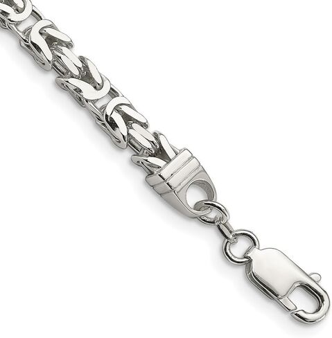 925 Sterling Silver 5mm Byzantine Chain Bracelet in Kuwait