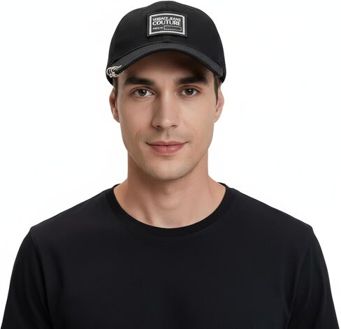 VERSACE JEANS COUTURE Black Classic LabeL Patch Baseball Cap in Kuwait