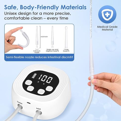 Enema Kit, Detox-Enemas for Colon-Cleanse for Women Men, Coffee Enema Coffee-Organic Cleanse Kit, Electric Water Flow Speed Control with LCD Display, Pressure Spray, External Water Supply in Kuwait