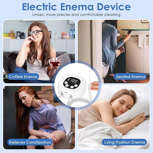 Enema Kit, Detox-Enemas for Colon-Cleanse for Women Men, Coffee Enema Coffee-Organic Cleanse Kit, Electric Water Flow Speed Control with LCD Display, Pressure Spray, External Water Supply in Kuwait