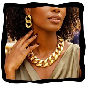 CLOACE Chunky Choker Necklace Set Gold Thick Necklaces Sets Cuban Punk Chain Jewelry Accessories for Women in Saudi Arabia