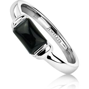 925 Solid Silver Black Onyx Ring – Rectangular 5x7mm Signet Ring for Women – Stackable Silver Ring in Saudi Arabia