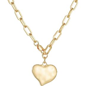 Glowave Chunky Heart Necklace Paperclip Necklaces for Women Chunky Gold Charm Pendant Silver Jewelry in Saudi Arabia