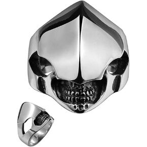 Mens Unisex Stainless Steel Ring Shield Alien Teeth Silver L69 in Kuwait