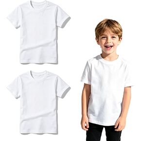 ORJ 2 Pack Cotton Kids White T Shirts,Boys Undershirts, T Shirts & Tank Tops, Blank Tee for Crew Neck in Saudi Arabia