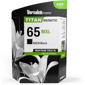 VersaInk-Nano HP 65 MXL Titan-Magnetic (MICR 3-in-1) Black Ink Cartridge Replacement of HP 65 and 65 XL, Works with HP Deskjet 3700, 2600 Series, HP Envy 5000 Series in Saudi Arabia