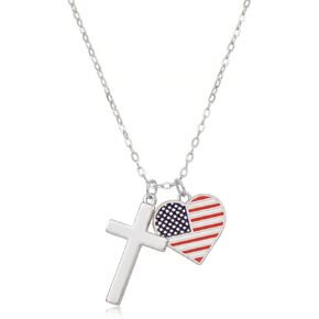 America 250th Anniversary Cross Necklace for Women Men 18K Gold Plated USA Flag Pendant Patriotic July 4th Semiquincentennial Jewelry Gift Religious Faith Christian Flag Charms in Saudi Arabia