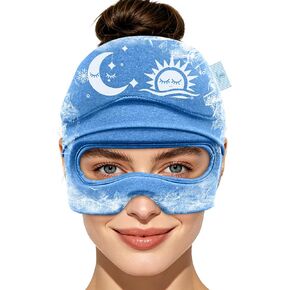 Migraine Relief Cap & Eye Mask Headache Relief Cap, Ice Face Mask, Cold Compress Head Wrap for Tension Headache Relief (Blue) in Saudi Arabia