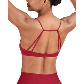 VOYJOY Sports Bra for Women Sliding Back Straps Twist Front Seamless Light Impact Workout Bras Gym Padded Yoga Crop Top in Saudi Arabia