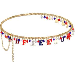 ANGLESJELL 4th of July Waist Chain for Women Adjustable American Flag Star Belly Chain Patriotic Waist Chain Body Jewelry 4th of July Outfits Accessories Gifts in Saudi Arabia
