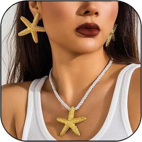 Starfish Earrings Necklace Beach Jewelry for Women Summer Shell Stud Earrings Starfish Seashell Necklace Beach Outfits Ocean Beachy Surfer Charm Jewelry Gifts for Women in Saudi Arabia