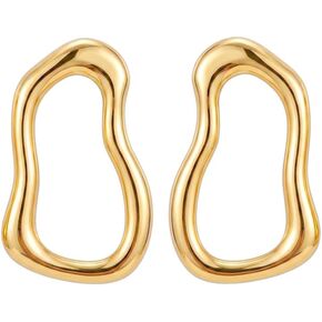 Y2K Geometric Large Gold Statement Earrings for Women - Unique Oversized Chunky Hoop Earrings, Hypoallergenic Chunky Gold Jewelry for Sensitive Ears in Saudi Arabia