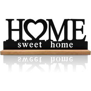 Metal Bless This Home Sign for Tabletop Decor,Black Bless Words Sign with Wooden Base,11.6inch-Long Desktop and Fireplace mantels Decoration Housewarming Gift. in Saudi Arabia