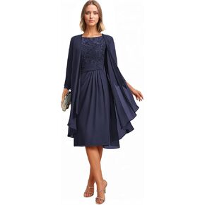 2 Pieces Mother of The Bride Dresses Lace Applique Chiffon Formal Wedding Guest Dress with Jacket WT003 in Saudi Arabia