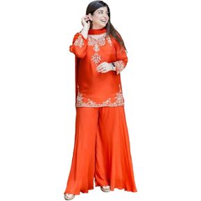 Sharara Set for Women Indian, Embroidered Tunic with Dupatta and Palazzo Pants, Traditional Ethnic Wear in Saudi Arabia