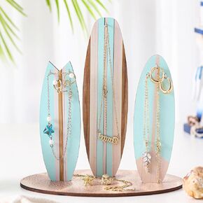 Surfboard Decor Jewelry Organizer Stand - Coastal Room Decor for Teen Girls, Wooden Beach Theme Necklace and Bracelet Holder, Preppy Surfer Girl Gifts (1PCS) in Saudi Arabia