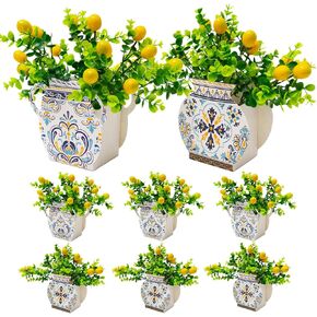 18 PCS Amalfi Coast Party Decorations, 6 Blue Tiles Lemon Table Centerpiece Decor Box with 12 Artificial Lemons for Mediterranean Wedding Capri Lemon Themed Party Baby Shower Birthday Party Decor in Saudi Arabia